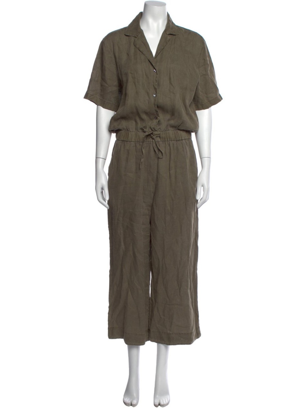 (NWT) Women's Olive Relaxed Linen Jumpsuit - size 3